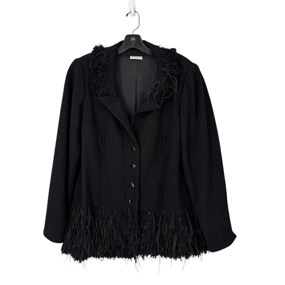 Vintage Peggy Jennings Theatre Coat Womens 1X Ostrich Feather Avant Garde Black - Picture 3 of 12